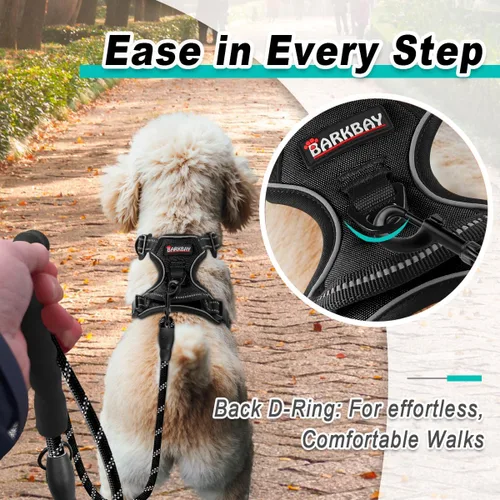 Miniatura 3 de BARKBAY Arnés para perro sin tirones para perros pequeños, ajustable, reflectante, cómodo, sin estrangulamiento, resistente, perfecto