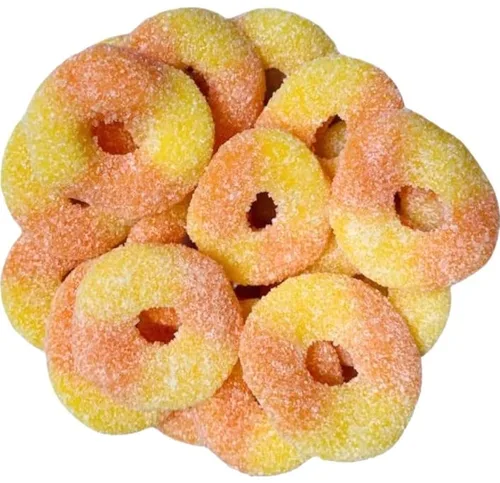 Miniatura 4 de SweetGlob Chamoy - Anillos de goma agria de durazno, dulces picantes y picantes estilo mexicano, golosinas dulces y ácidas, 1 libra