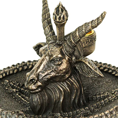 Miniatura 5 de Veronese Design 4 1/8" Beast Head Baphomet Escultura de resina Acabado Bronce Flujo Incienso Bowl