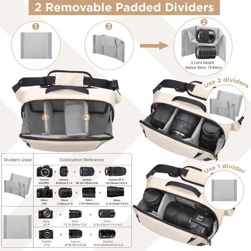 Miniatura 2 de TAAOKA Bolsa de Hombro para Cámara, Estuche para Cámara Impermeable con Soporte para Trípode, Bolsas para Cámaras DSLR/SLR/Sin Espejo Ligeras
