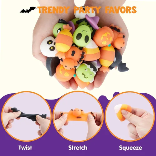 Miniatura 5 de JOYIN 36 piezas de juguetes blandos Mochi de Halloween en bolsas ciegas con 12 personajes de Halloween para aliviar el estrés, bolsa sorpresa