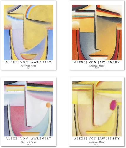 Berkin Arts Juego de 4 impresiones artísticas sin marco, arte giclée de 8 x 10 pulgadas, arte geométrico abstracto, decoración del hogar, pintura