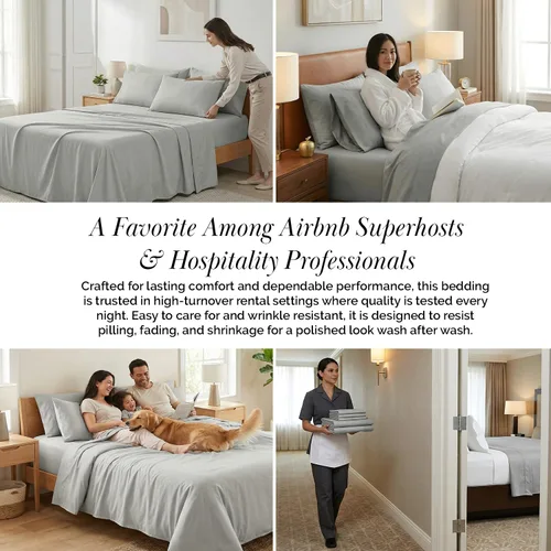 Miniatura 113 de Southshore Fine Living, Inc. Juego de 7 piezas de sábanas King divididas para cama ajustable, juego de sábanas King divididas con bolsillo de 21