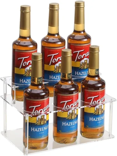 Miniatura 9 de IEEK Organizador de jarabe de café giratorio grande, 7 botellas, estante acrílico transparente para jarabe de café para encimera, soporte