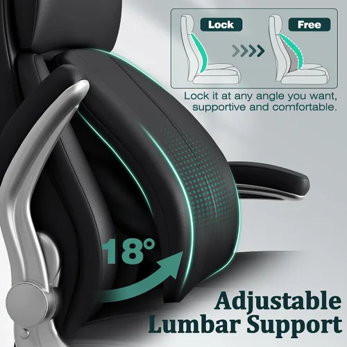 Miniatura 5 de Silla de oficina ejecutiva, silla de escritorio ergonómica, silla de computadora cómoda resistente de 500 libras con soporte lumbar ajustable