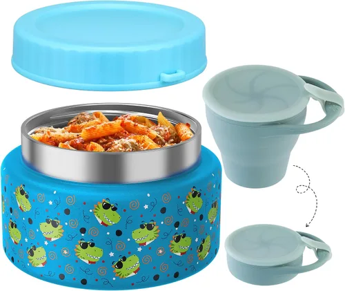 Miniatura 13 de Termo de sopa de 10 onzas para comida caliente para niños, recipiente de comida aislado con cuchara y boca ancha, acero inoxidable, a prueba