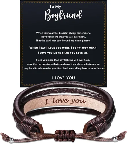 Miniatura 8 de Regalos del día del padre para papá, marido, pulsera de cuero para hombres, él, novio, hijo, ajustable, marrón, pulsera de cuero para hombre