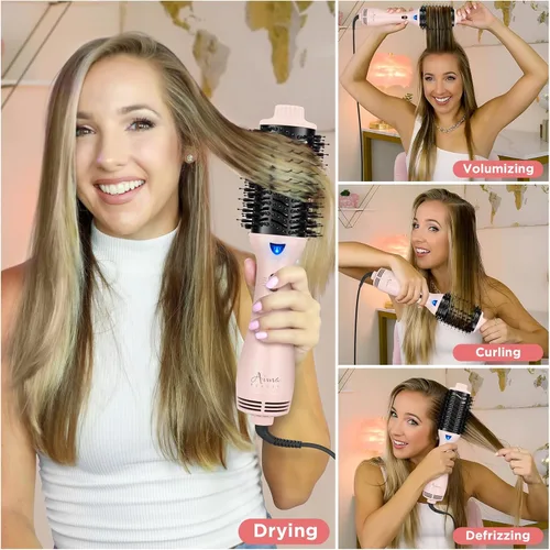 Miniatura 4 de Aima Beauty - Cepillo secador de pelo, secador de pelo de un solo paso y voluminizador con iones negativos para reducir el encrespamiento y la Rosa