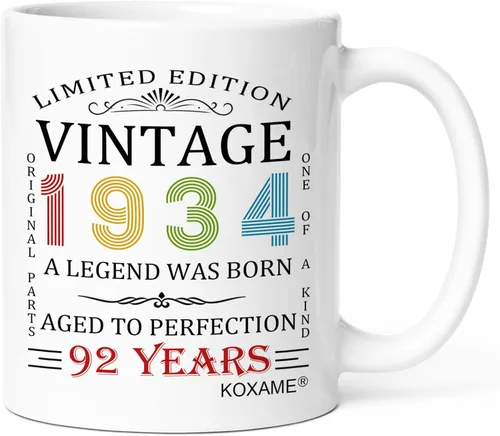 Miniatura 17 de Regalos de cumpleaños número 100 para hombres, taza de café vintage de 1926 de 11 onzas para mujeres, regalo de broma para hombre de 100 años