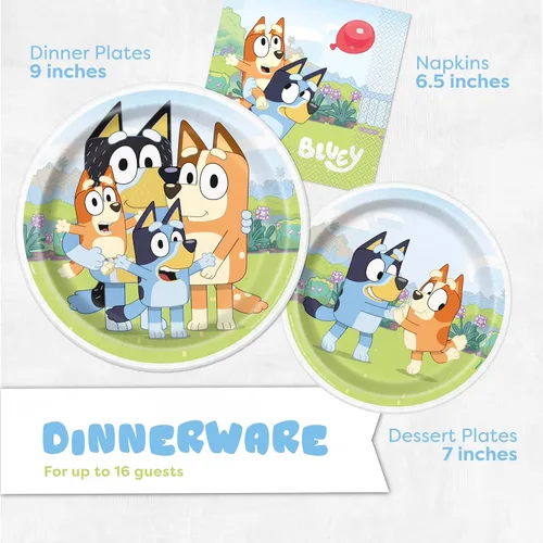 Miniatura 3 de Suministros de Fiesta de Cumpleaños de Bluey Único Sirve para 16 Invitados Decoraciones de Fiesta de Bluey Oficialmente Autorizadas - Bandera