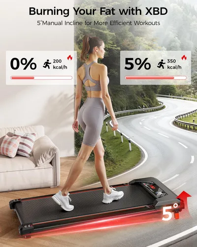 Miniatura 2 de Cinta de caminar XBD, alfombrillas inclinadas para debajo del escritorio con capacidad de 330 libras, caminadora portátil de 2.5 HP para el hogar