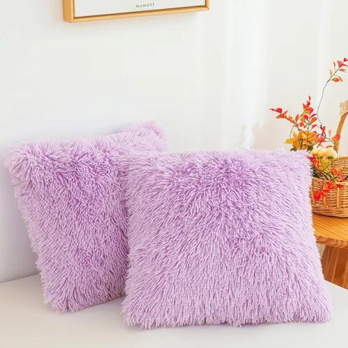 Miniatura 9 de Besfunny Juego de 2 fundas de almohada de pelo sintético negro, mullidas y peludas para decoración de dormitorio, fundas de almohada negras suaves