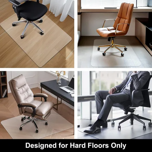 Miniatura 2 de Kuyal Tapete para silla de oficina para suelo de madera dura, 36 x 48 pulgadas rectangular transparente, tapete de escritorio grueso y duradero