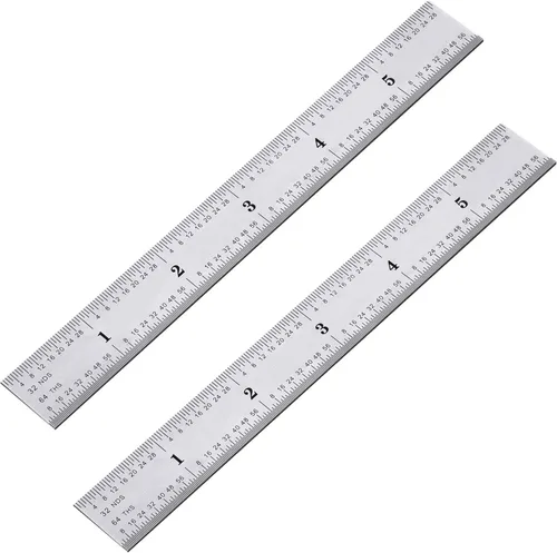eBoot Paquete de 2 reglas de acero inoxidable para ingeniero, regla métrica con marcas de 1/8, 1/16, 1/32, 1/64 pulgadas para ingeniería, escuela,
