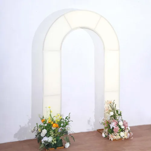 Miniatura 10 de Efavormart - Funda de arco abierto de elastano beige de 7 pies, doble cara, ajuste cómodo, en forma de U, para bodas escandalosas y decoración
