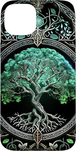 Miniatura 9 de Funda para iPhone 11 Pro Max Tree Of Life Yoga espiritual celta vikinga, verde y negro