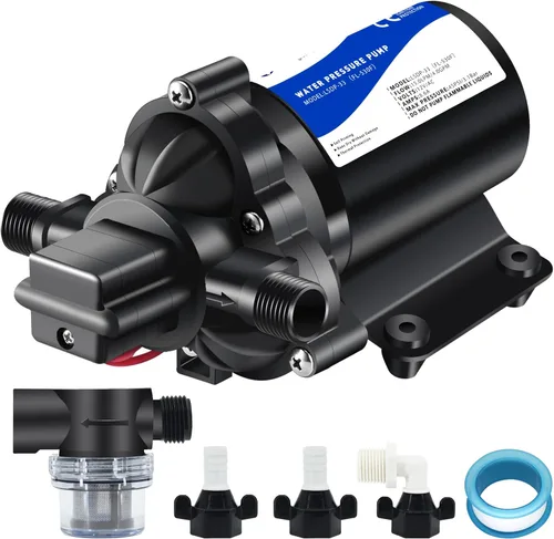 Bomba de presión de agua de 12 V RV – autocebante, 50 psi, bomba bajo demanda de 4 gpm para cocina, baño, jardín, marina y barcos