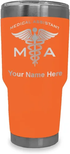 Miniatura 9 de LaserGram Taza aislada al vacío de 20 onzas, asistente médico MA, grabado personalizado incluido (rosa)