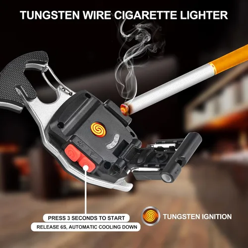 Miniatura 4 de COB - Llavero de luz de trabajo – Multiherramienta recargable para campamento, iniciador de fuego, 7 modos, 1600 lúmenes, para supervivencia