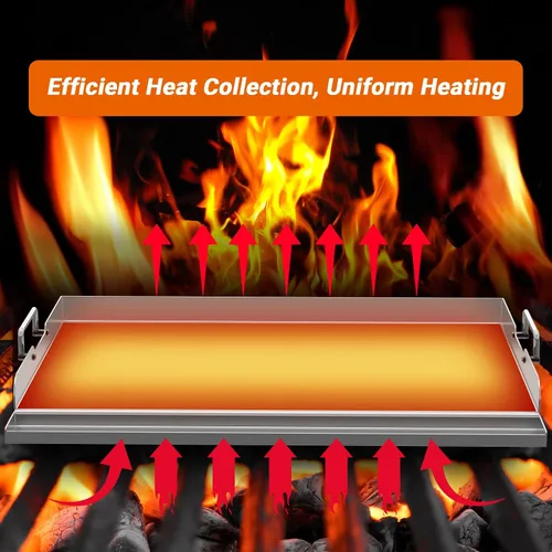 Miniatura 5 de Skyflame Plancha Universal de Parrilla de 23"x16", Parrilla Plana de Superficie de Cerámica Antiadherente para BBQ con Manija y Ranuras para Grasa