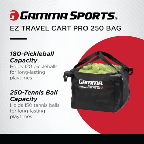Miniatura 2 de GAMMA Sports EZ Travel Cart, Tennis & Pickleball Hopper, Padel, Portable Compact Design, Sturdy Lightweight Construction, EZ Bags, 150 or 250