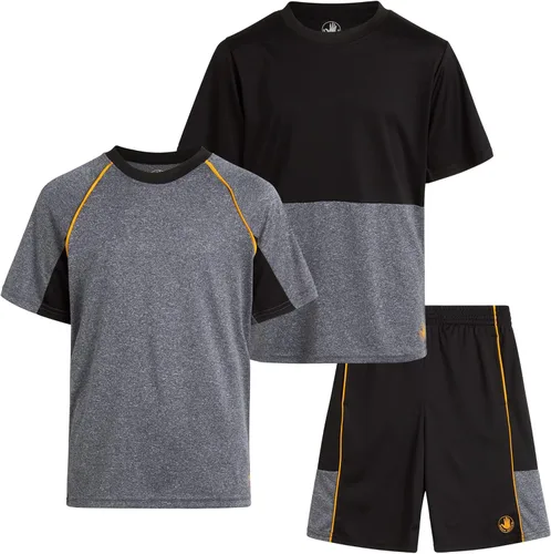 Body Glove Conjunto de pantalones cortos activos para niños, camiseta de rendimiento de 3 piezas, camiseta sin mangas, pantalones cortos (8-14)