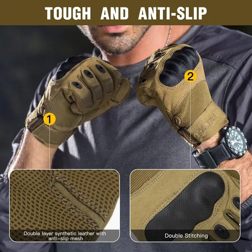 Miniatura 4 de FREE SOLDIER Outdoor Gloves for Men, Motorcycle Gloves for Cycling Hiking Camping Climbing, Airsoft Gloves for Paintball and Shooting