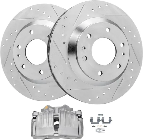 Miniatura 26 de Detroit Axle - Rotores de freno perforados traseros + repuesto de pinza de freno de disco trasera izquierda para Acura TL Honda Element - Juego de 3