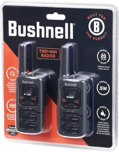 Miniatura 9 de Bushnell LPX150 Walkie Talkie Radio – Calidad fiable, diseño resistente, 0.5 W de potencia para 20 millas de alcance, radios bidireccionales