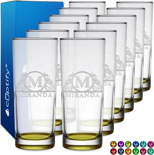 Miniatura 24 de Highball personalizado de 10.5 onzas con fondo negro, vaso Collins alto personalizado, cóctel de bebida mixta recta, inicial con nombre de regalo