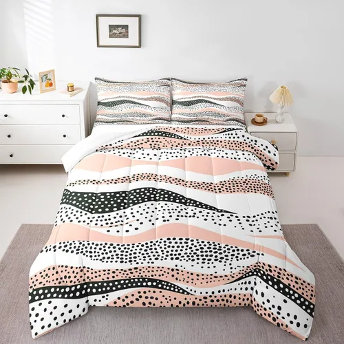 Miniatura 21 de Erosebridal Juego de edredón a rayas azules, juego de ropa de cama tamaño King, juego de ropa de cama moderno minimalista y colecciones con temática