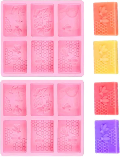2 moldes rectangulares de silicona de abeja para jabón, moldes de panal para chocolate gelatina de caramelo, fabricación casera de manualidades