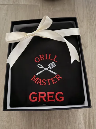 Miniatura 6 de Delantal de chef bordado personalizado con nombre personalizado, un regalo de calidad premium para hombres y mujeres Azul marino
