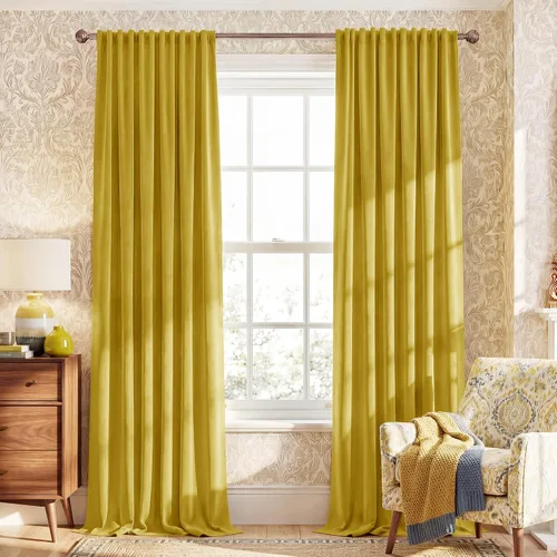 Miniatura 29 de NICETOWN Cortinas de terciopelo negro de 84 pulgadas de largo, 2 paneles, bolsillo para barra y pestaña trasera, cortinas opacas de lujo, cortinas