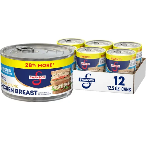 Swanson White Premium Pechuga de Pollo en Agua con Carne de Costilla, 12.5 oz. (Paquete de 12)