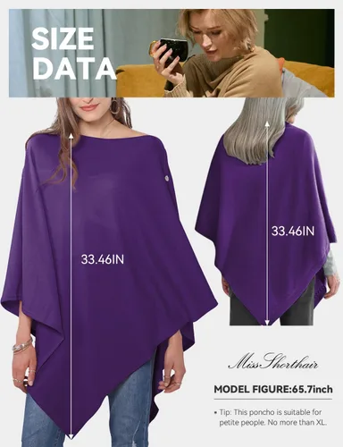 Miniatura 10 de MissShorthair Versatile Women's Shawl Wrap – Soft Knitted Poncho Cape Scarf for Fall Winter