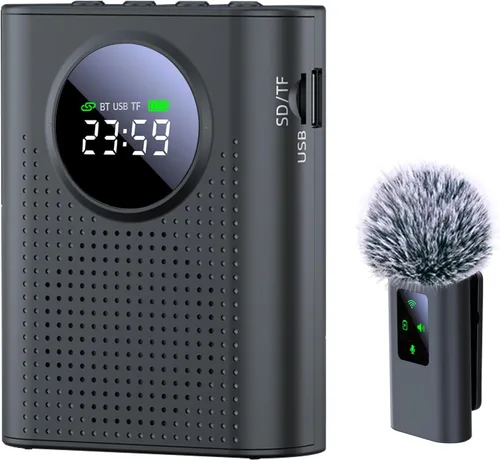 Amplificador de voz Bluetooth para profesores W micrófono magnético de solapa inalámbrico, mini megáfono de 15 W para aula, sistema PA de altavoces