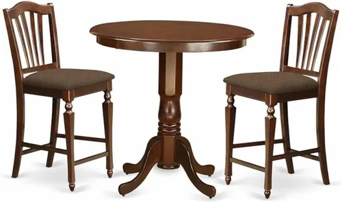 Miniatura 7 de East West Furniture JACH3-BLK-C - Juego de mesa de comedor de 3 piezas de altura de mostrador contiene una mesa redonda de madera con pedestal y 2