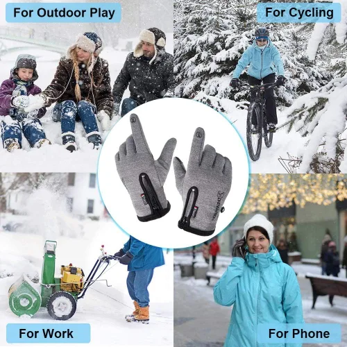 Miniatura 7 de Guantes de invierno cálidos, aptos para pantalla táctil, para clima frío, guantes de conducción, resistentes al viento, antideslizantes, guantes