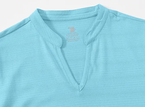 Miniatura 134 de Gopune Polo de golf con cuello en V para mujer, sin cuello, manga corta, ligera, de secado rápido, camisetas de tenis para correr