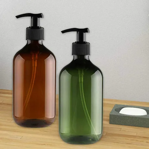 Miniatura 9 de Botellas vacías de bomba de loción de gran capacidad de 16.9 fl oz, botellas dispensadoras de loción de jabón marrón/verde, paquete de 4 Marrón-16.9