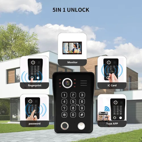 Miniatura 2 de ANJIELO SMART Sistema de portero de video con cable, cámara de timbre de video de 7 pulgadas con monitor, video portero con cable, apagado 5 en 1