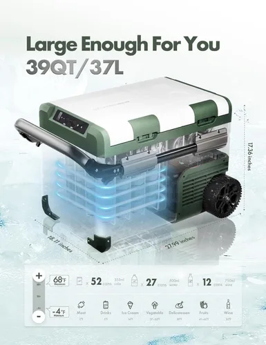 Miniatura 2 de A-Premium Refrigerador portátil de 12 voltios para auto de 39 cuartos de galón (36.7L), refrigerador para el coche con control de aplicación de zona