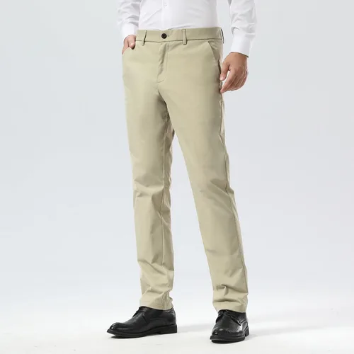 Miniatura 4 de Plaid&Plain - Pantalones chinos, a los tobillos de corte ajustado, elásticos, color caqui, para hombre