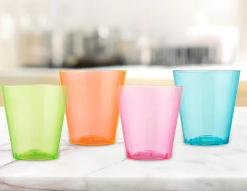 Miniatura 2 de Zappy 124 vasos de chupito de plástico neón, 1 oz, varios colores neón, desechables y reutilizables, sin BPA, perfectos para bodas, reuniones