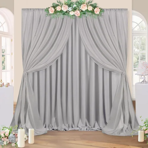 Miniatura 17 de Cortinas de Telón de Fondo Blanco de 2 Paneles 5 x 1,5 m de Poliéster, Telón de Fondo para Fotografía, Cortinas para Decoración de Fondo de Boda