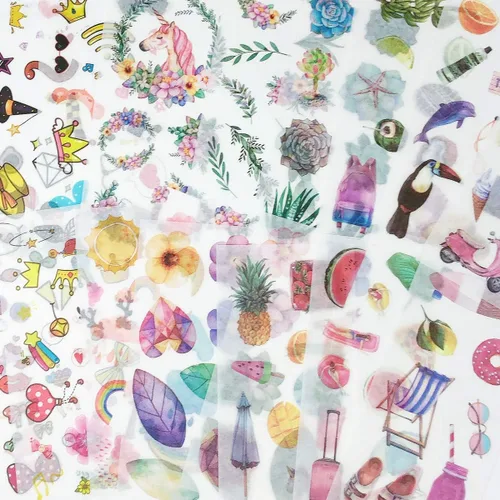 Miniatura 6 de allydrew Washi - Juego de calcomanías para álbumes de recortes, manualidades para papelería, diario, fabricación de tarjetas, (18 hojas), flores
