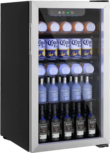 Miniatura 16 de Erivess - Refrigerador compacto independiente para bebidas, mini refrigerador para 24 latas/0.9 pies cúbicos con puerta frontal de vidrio reversible