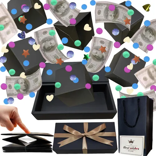 JINSTABAG Caja sorpresa caja de regalo para dinero, cajas de regalo plegables únicas con confeti, caja de regalo sorpresa explosión para cumpleaños,