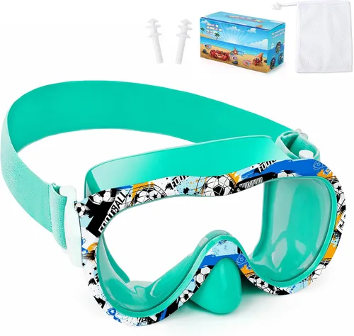 Gafas de natación para niños con cubierta para la nariz, máscara de esnórquel panorámica de 180° con diseño antivaho y antifugas, correa de tela